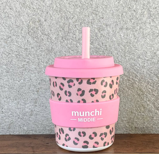 LEOPARD PRINT MIDDIE CUP - STRAW INCLUDED